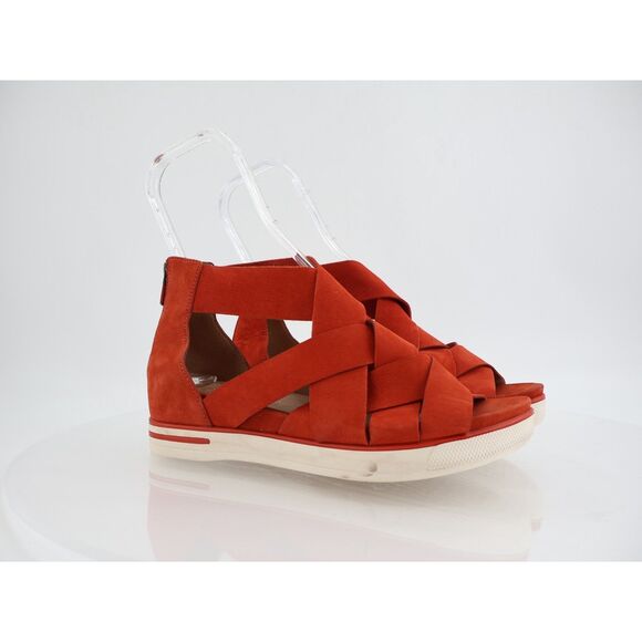 EILEEN FISHER Slue Sandal Sport Wedge Nubuck Leather Size 9.5 Orange Copper - Picture 1 of 10